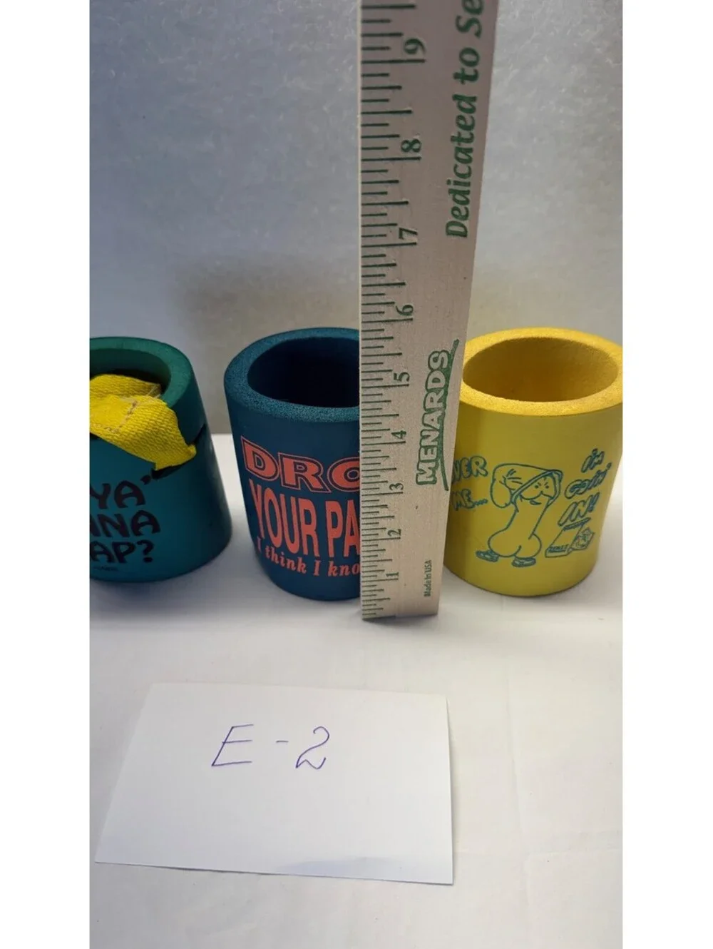 Lot of 3 Novelty Foam Can Coolers Humorous Graphics E-2